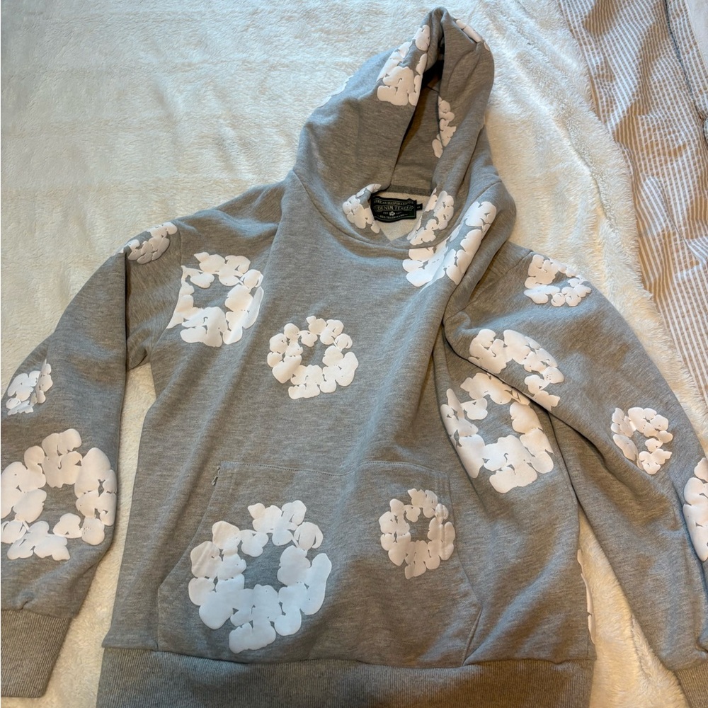 Gray and White Floral Jacket with Artistic Design